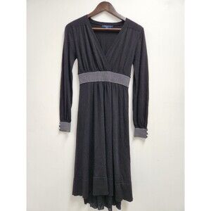 Boden Womens Wool Midi Dress Size 12 Black Long Sleeve Career Mature Designer